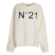 N21 Elegant Crewneck Sweatshirt i Milk Beige, Dam