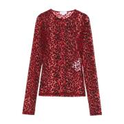 Alexander McQueen Röd Leopardmönstrad Tröja Red, Dam