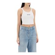 Palm Angels Broderad Logga Crop Top White, Dam