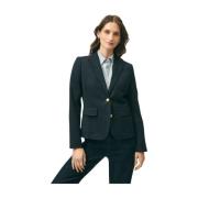 Brooks Brothers Kräld Blazer i ullblandning Blue, Dam