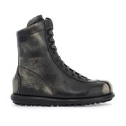 Camper Vintage Läder Ankelboots med Gummipatch Black, Dam