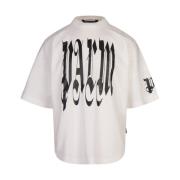 Palm Angels Vit Bomull Gothic Logo T-shirt White, Herr