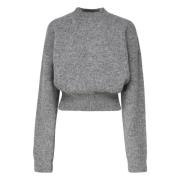 Jacquemus Grå Logo Tröja Crop Fit Gray, Dam