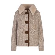 Ermanno Scervino Beige Bomberjacka med Shearlingkrage Brown, Dam