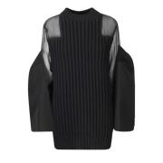 Sacai Chiffong Mix Stickad Kort Klänning Black, Dam