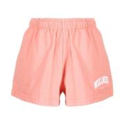 Sporty & Rich Laxrosa Slogan Broderade Disco Shorts Pink, Dam