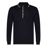 Low Brand Blå Polo T-shirt med Ribbed Trim Blue, Herr