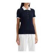 Thom Browne Räfflad ull polotröja Blue, Dam