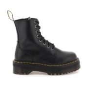 Dr. Martens Polerat slätt läder stridskängor Black, Dam