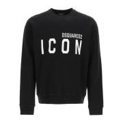 Dsquared2 Icon Crew-neck Sweatshirt med Logo Print Black, Herr