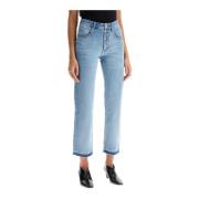 Isabel Marant Hög Midja Beskuren Slim Fit Jeans Blue, Dam