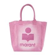 Isabel Marant Flocked Yenky Tote Bag Pink, Dam