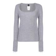 Pinko Lyxigt Grått Stickat Aw24 Gray, Dam