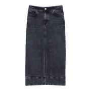 Pinko Mörkgrå Denim Maxi Kjol Gray, Dam