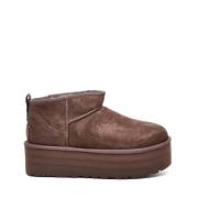 UGG Brun Mocka Plattform Ankelkänga Brown, Dam