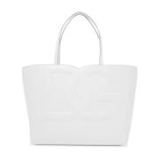 Dolce & Gabbana Quiltad DG Logo Läder Toteväska White, Dam