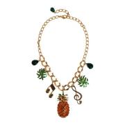 Dolce & Gabbana Ananas Kristall Musikalisk Charm Halsband Yellow, Dam