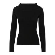 Kaffe Off-Shoulder Pullover Tröja Svart Djup Black, Dam