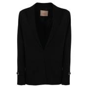 Twinset Svart viskos blazer långärmad Black, Dam