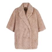 Herno Faux Fur Lapel Coat Pink, Dam