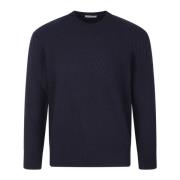 Paolo Pecora Ull Crew-Neck Sweater Fw24 Blue, Herr