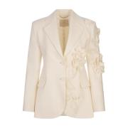 Ermanno Scervino Vit ullblazer med broderi White, Dam