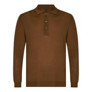 Low Brand Lyxig Brun Merinoull Polo Tröja Brown, Herr