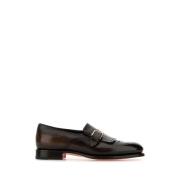 Santoni Burgundy Läder Loafers Stilrena Skor Brown, Herr