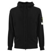 Stone Island Svart Lättvikts Huva Dragkedja Kappa Black, Herr