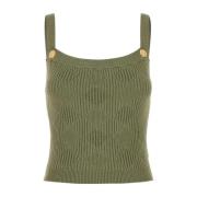 Balmain Vichy Tank Top i Sage Green Green, Dam