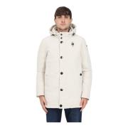 Blauer Lång Neopren Parka med Avtagbar Huva Beige, Herr