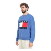 Tommy Jeans Ljusblå Crew Neck Sweater Blue, Herr