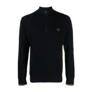 Fred Perry Blå Half Zip Bomullströja Blue, Herr