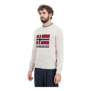 Napapijri Beige Crewneck Sweater Silvretta Style Beige, Herr