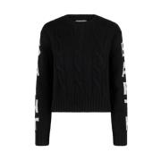 MC2 Saint Barth Svart Twisted Crew Neck Jumper Black, Dam