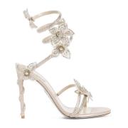 René Caovilla Beige Guld Blomma Sandal Beige, Dam