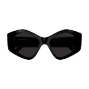 Balenciaga Oversized Acetat Solglasögon med Balenciaga Logo Print Blac...