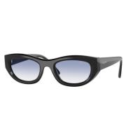 Vogue Djärva Cat-Eye Solglasögon med Blåa Linser Black, Unisex