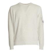 C.p. Company Ice Stickat Crewneck Aw24 White, Herr