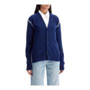 Marni Lyxig Stickad Ull Kashmir Kofta Blue, Dam