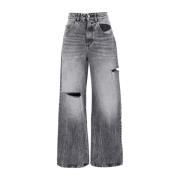 Icon Denim Grå Wide Leg Jeans Medium Rise Gray, Dam