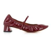 Lanvin Bordeaux Platta Ballerina Skor Red, Dam