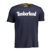 Timberland Blå Bomull T-Shirt med Tryck Blue, Herr