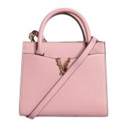 Versace Kornigt Läder Crossbody Väska i Rosa Pink, Dam