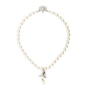 Vivienne Westwood Pärla Drop Choker Halsband Platina Multi Gray, Dam