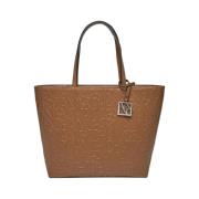 Armani Exchange Brun läder shopper väska med dragkedja Brown, Dam