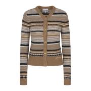 Ganni Randig Ull Cardigan Tröja Multicolor, Dam