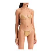 Oseree Glittrande Triangel Microkini Bikini Set Yellow, Dam