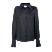 Hést Elegant Vävd Svart Blus Topp Black, Dam