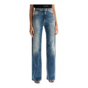 R13 Flared Denim Jeans med Distressed Detaljer Blue, Dam